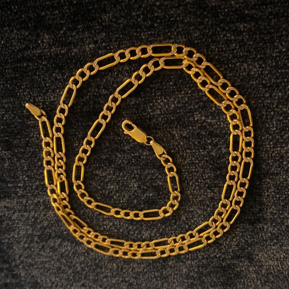 24” 14k diamond cut figaro necklace